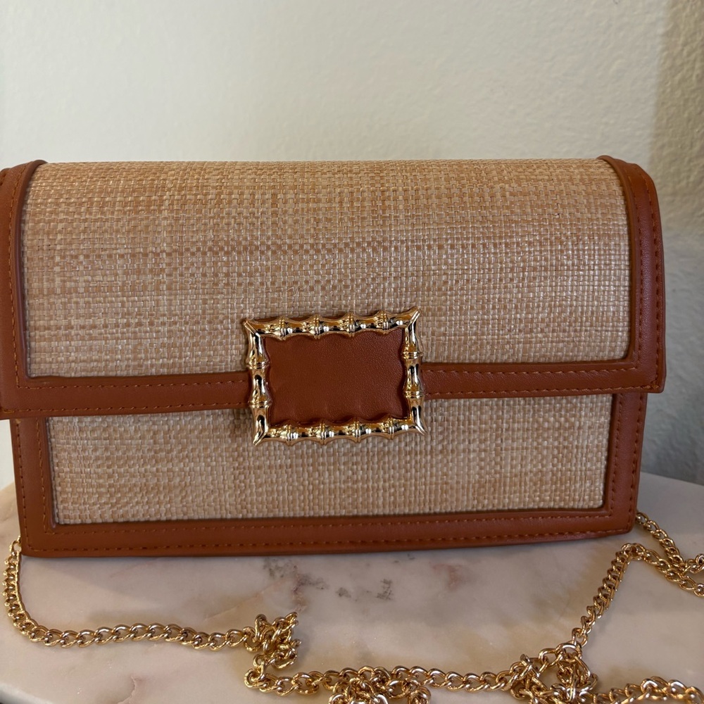 Tommy Bahama Tan and Brown Crossbody Bag